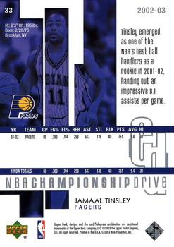 2002-03 Upper Deck Championship Drive #33 Jamaal Tinsley Back