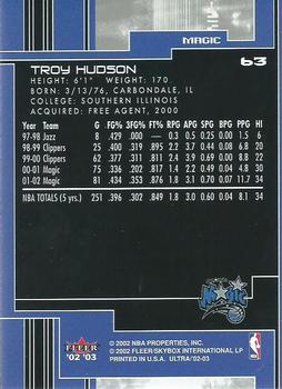 2002-03 Ultra #63 Troy Hudson Back
