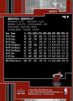 2002-03 Ultra #97 Brian Grant Back