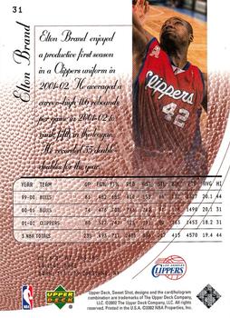 2002-03 Upper Deck Sweet Shot #31 Elton Brand Back