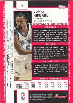 2003-04 Bowman #6 Juwan Howard Back