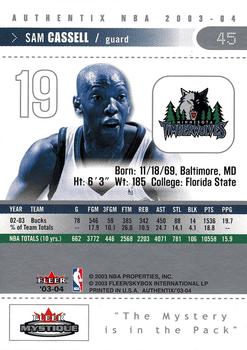 2003-04 Fleer Authentix #45 Sam Cassell Back