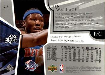 2003-04 SPx #20 Ben Wallace Back