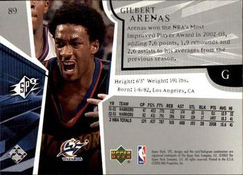 2003-04 SPx #89 Gilbert Arenas Back