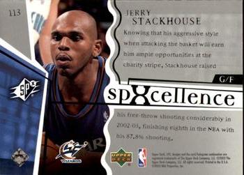 2003-04 SPx #113 Jerry Stackhouse Back