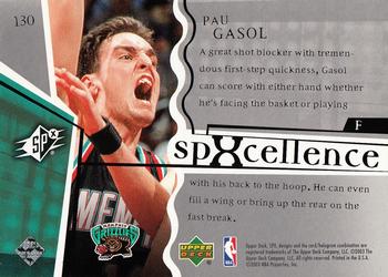 2003-04 SPx #130 Pau Gasol Back