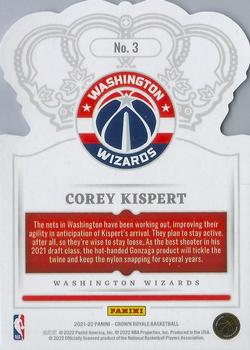 2021-22 Panini Crown Royale #3 Corey Kispert Back