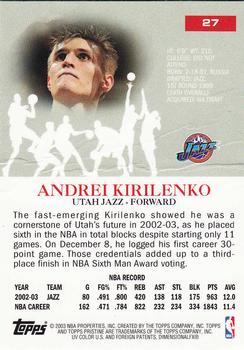 2003-04 Topps Pristine #27 Andrei Kirilenko Back
