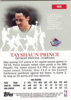 2003-04 Topps Pristine #66 Tayshaun Prince Back