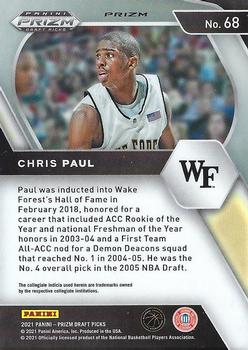 2021 Panini Prizm Draft Picks - Orange Ice #68 Chris Paul Back