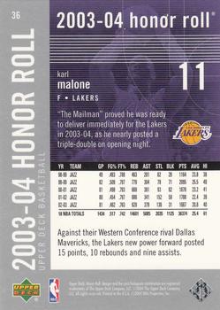 2003-04 Upper Deck Honor Roll #36 Karl Malone Back