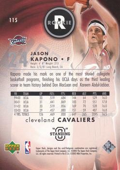 2003-04 Upper Deck Standing O #115 Jason Kapono Back
