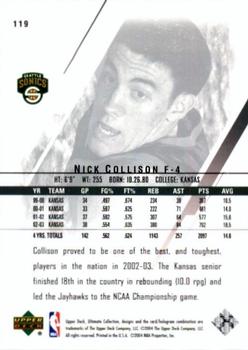 2003-04 Upper Deck Ultimate Collection #119 Nick Collison Back