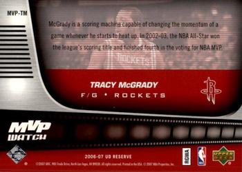 2006-07 UD Reserve - MVP Watch #MVP-TM Tracy McGrady Back