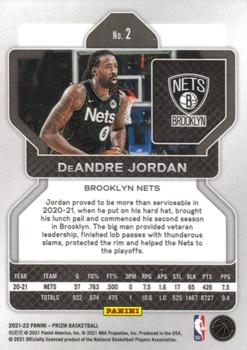 2021-22 Panini Prizm #2 DeAndre Jordan Back