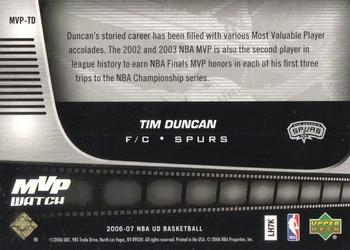 2006-07 Upper Deck - MVP Watch Hot Pack #MVP-TD Tim Duncan Back