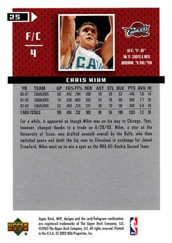 2003-04 Upper Deck MVP #25 Chris Mihm Back