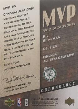 2006-07 Upper Deck Chronology - MVP Winners #MVP-BS Bill Sharman Back