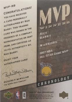 2006-07 Upper Deck Chronology - MVP Winners #MVP-RB Rick Barry Back