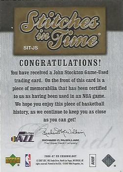 2006-07 Upper Deck Chronology - Stitches in Time Gold #SIT-JS John Stockton Back