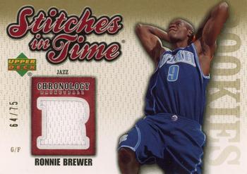 2006-07 Upper Deck Chronology - Stitches in Time Gold #SIT-RB Ronnie Brewer Front