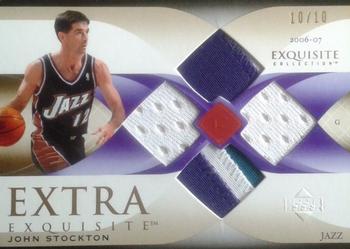 2006-07 Upper Deck Exquisite Collection - Extra Exquisite Jerseys and Patches #EE-JS John Stockton Front