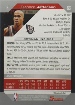 2004-05 Bowman #83 Richard Jefferson Back