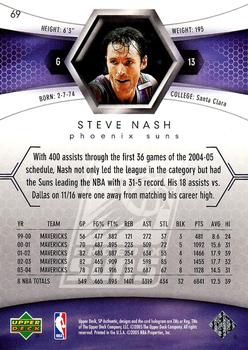 2004-05 SP Authentic #69 Steve Nash Back