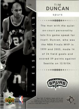 2004-05 SP Authentic #126 Tim Duncan Back