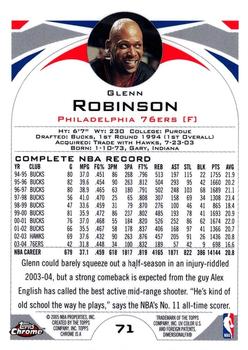 2004-05 Topps Chrome #71 Glenn Robinson Back