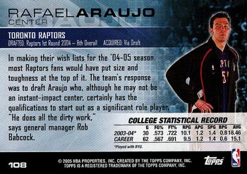 2004-05 Topps Luxury Box #108 Rafael Araujo Back