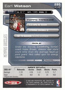 2004-05 Topps Total #295 Earl Watson Back