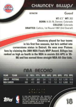 2007-08 Finest - Refractors Green #18 Chauncey Billups Back