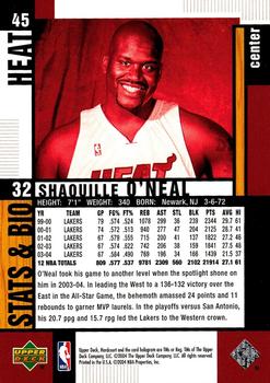 2004-05 Upper Deck Hardcourt #45 Shaquille O'Neal Back