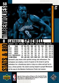 2004-05 Upper Deck Hardcourt #50 Latrell Sprewell Back