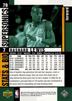 2004-05 Upper Deck Hardcourt #79 Rashard Lewis Back