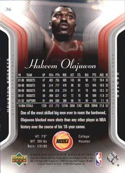 2004-05 Upper Deck Ultimate Collection #36 Hakeem Olajuwon Back