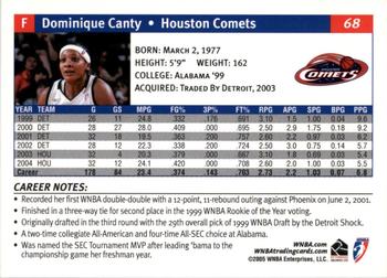 2005 Rittenhouse WNBA #68 Dominique Canty Back