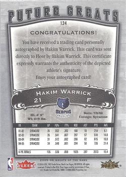 2005-06 Fleer Greats of the Game #124 Hakim Warrick Back