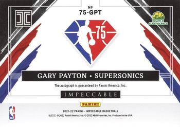 2021-22 Panini Impeccable - Impeccable NBA 75th Anniversary Autographs #75-GPT Gary Payton Back