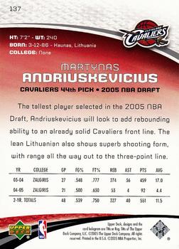 2005-06 SP Game Used #137 Martynas Andriuskevicius Back