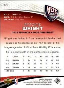 2005-06 SP Game Used #139 Antoine Wright Back