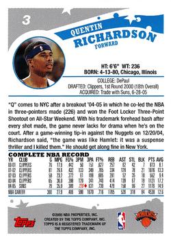 2005-06 Topps #3 Quentin Richardson Back