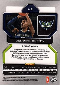 2022 Panini Prizm WNBA #41 Jasmine Dickey Back