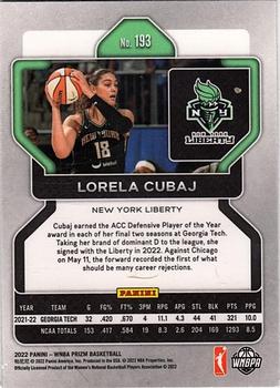 2022 Panini Prizm WNBA #193 Lorela Cubaj Back
