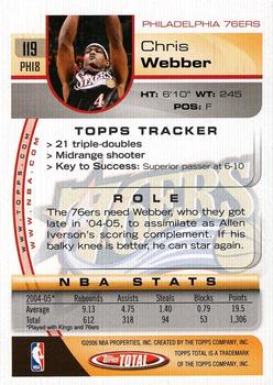 2005-06 Topps Total #119 Chris Webber Back