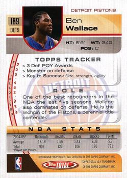 2005-06 Topps Total #189 Ben Wallace Back