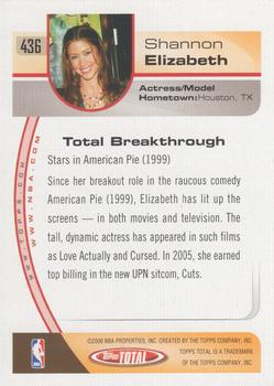 2005-06 Topps Total #436 Shannon Elizabeth Back