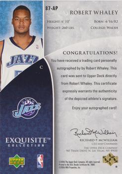 2005-06 Upper Deck Exquisite Collection #87-AP Robert Whaley Back