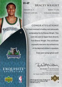 2005-06 Upper Deck Exquisite Collection #89-AP Bracey Wright Back